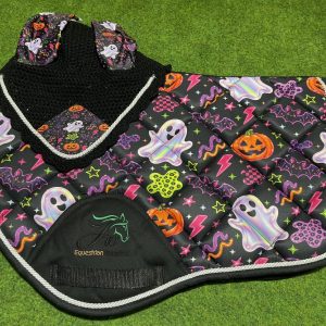 Halloween ghost saddle pad with matching fly veil
